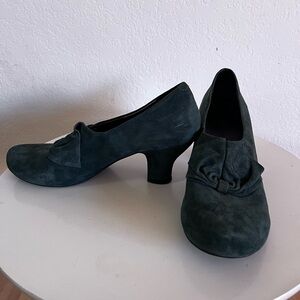 Hotter Dark Green Suede Heels